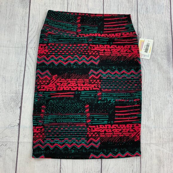 LuLaRoe Pencil Skirt sz M Pink Green Stretch Cassie Pull on New NWT - Picture 1 of 7